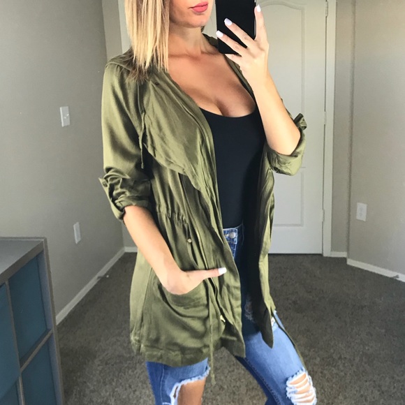 Last1-Olive Hooded Jacket- - Picture 2 of 6